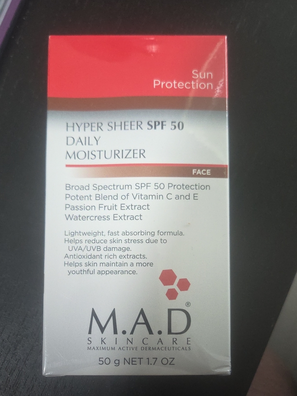 M.A.D. Skincare Hyper Sheer SPF 50 Daily Moisturizer NIB